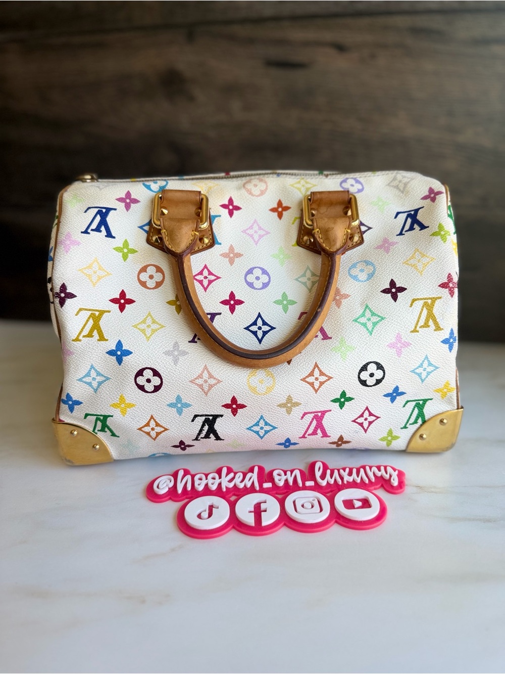 SOLD XPost Louis Vuitton Takashi Murakami Vintage White Multicolor Speedy 30 Bag - Picture 4 of 16
